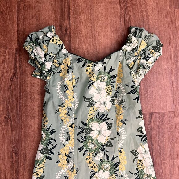 Vintage Hoku Hawaii Hibiscus Green Traditional Muumuu Dress Sz S - Picture 6 of 12